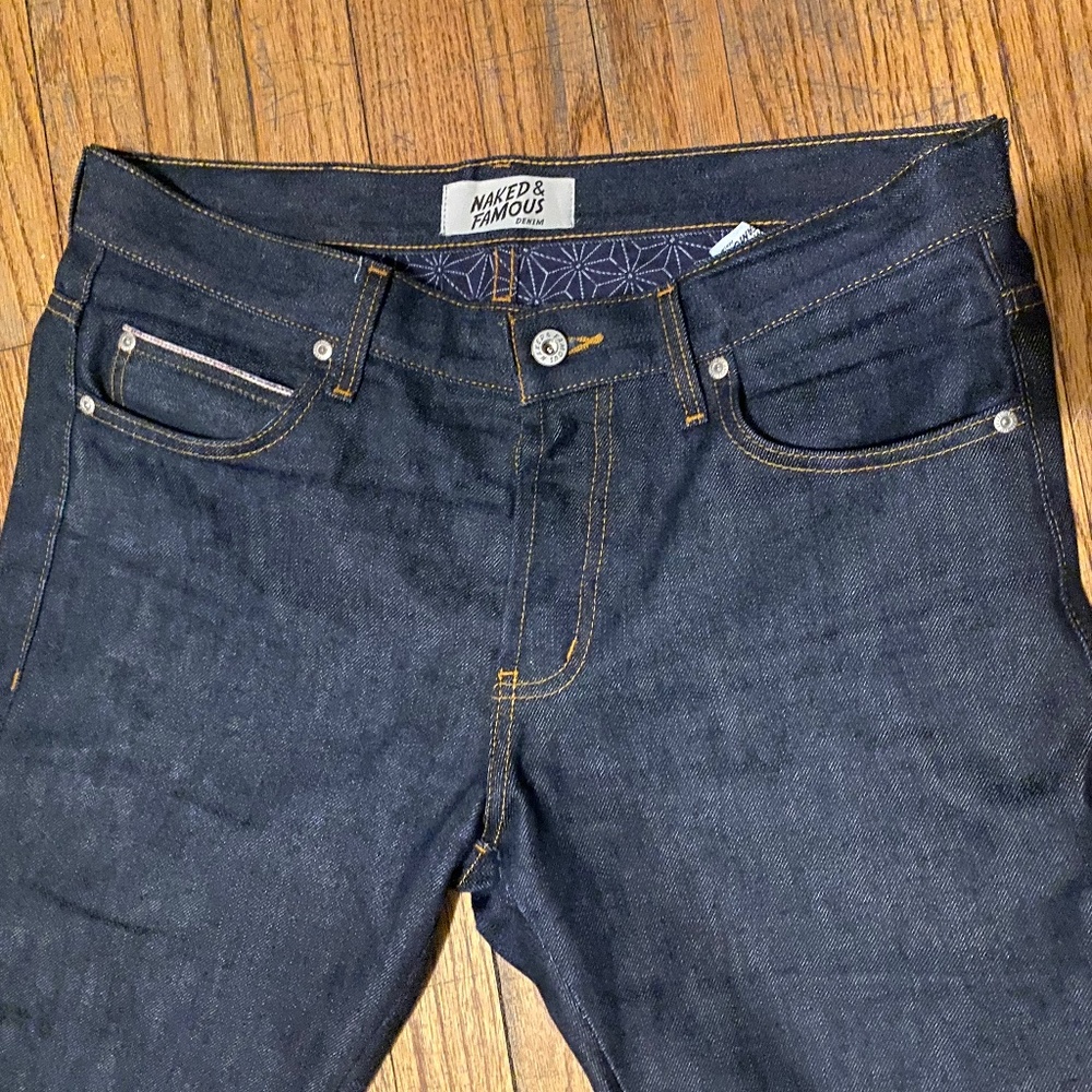 Naked & Famous Asanoha Kimono Print Selvedge Indigo Jeans